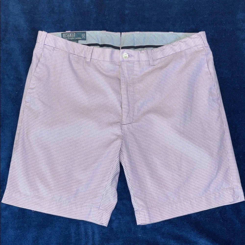 Polo Ralph Lauren Lavender Micro Gingham/Checkered Slim Fit 5 Pocket Short W/36